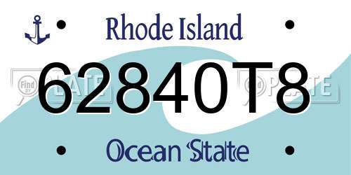 62840T8 Rhode Island License Plate