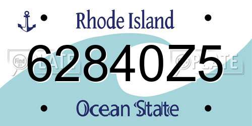 62840Z5 Rhode Island License Plate