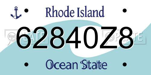 62840Z8 Rhode Island License Plate