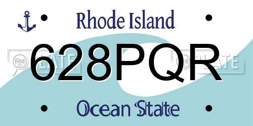 628PQR Rhode Island License Plate