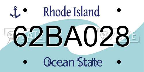 62BA028 Rhode Island License Plate