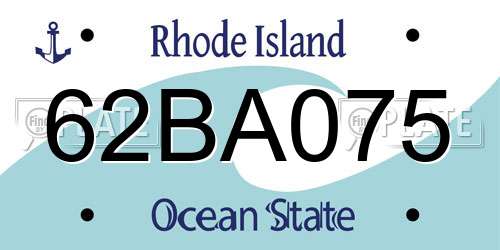 62BA075 Rhode Island License Plate