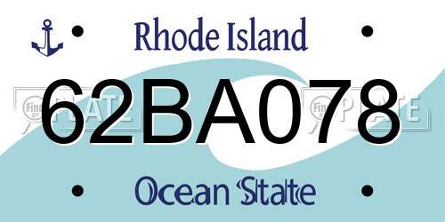 62BA078 Rhode Island License Plate