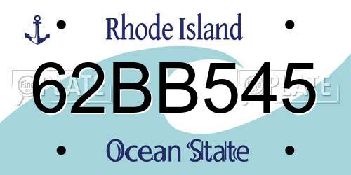 62BB545 Rhode Island License Plate