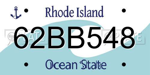 62BB548 Rhode Island License Plate
