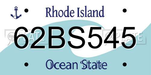 62BS545 Rhode Island License Plate