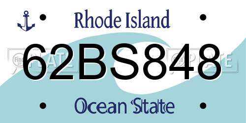 62BS848 Rhode Island License Plate