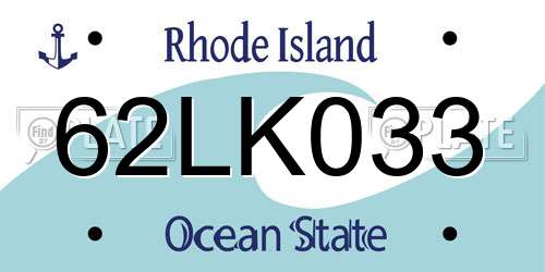 62LK033 Rhode Island License Plate
