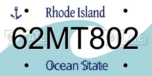 62MT802 Rhode Island License Plate