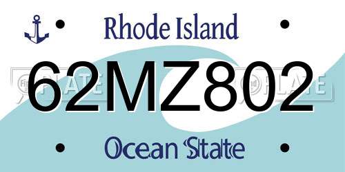 62MZ802 Rhode Island License Plate