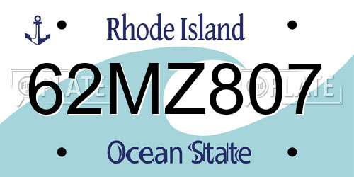 62MZ807 Rhode Island License Plate