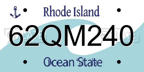 62QM240 Rhode Island License Plate