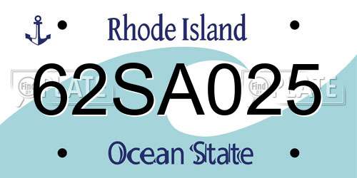62SA025 Rhode Island License Plate