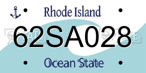 62SA028 Rhode Island License Plate