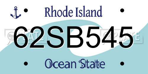 62SB545 Rhode Island License Plate
