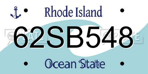 62SB548 Rhode Island License Plate