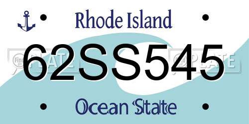 62SS545 Rhode Island License Plate
