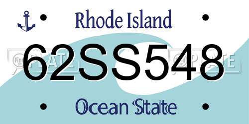 62SS548 Rhode Island License Plate