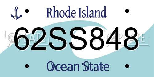 62SS848 Rhode Island License Plate