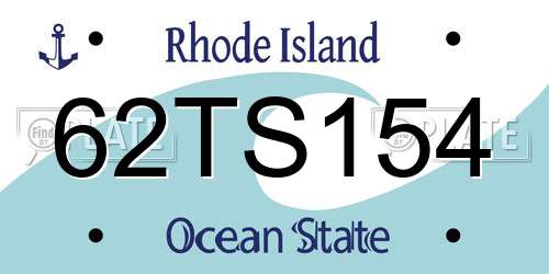62TS154 Rhode Island License Plate