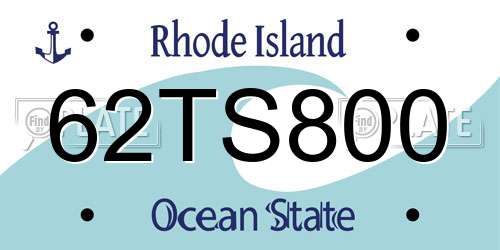62TS800 Rhode Island License Plate