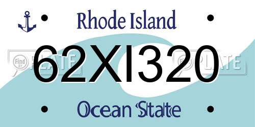 62XI320 Rhode Island License Plate