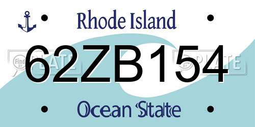 62ZB154 Rhode Island License Plate