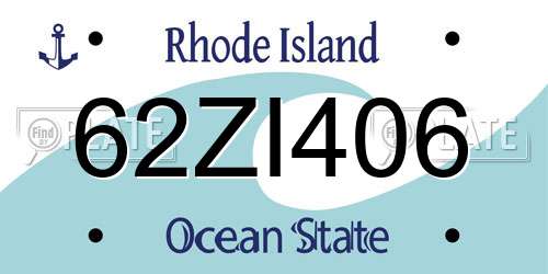 62ZI406 Rhode Island License Plate