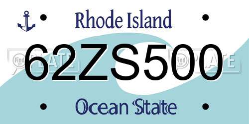 62ZS500 Rhode Island License Plate