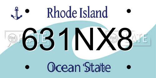 631NX8 Rhode Island License Plate