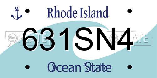631SN4 Rhode Island License Plate