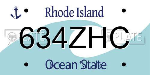 634ZHC Rhode Island License Plate