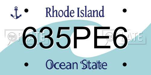 635PE6 Rhode Island License Plate