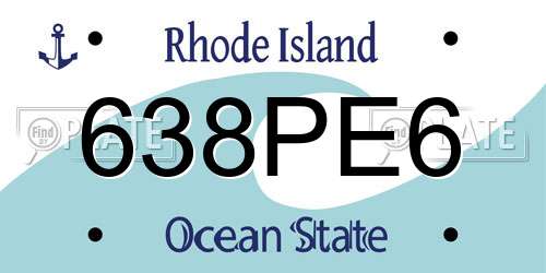 638PE6 Rhode Island License Plate