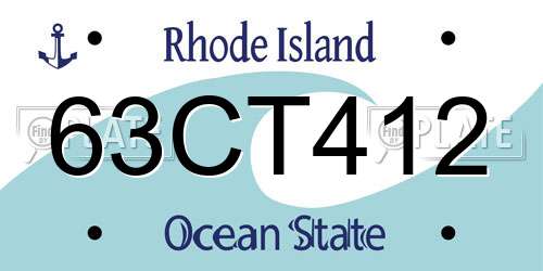 63CT412 Rhode Island License Plate
