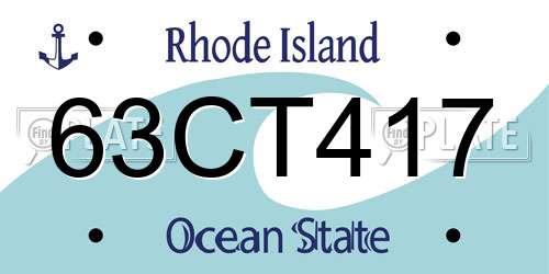 63CT417 Rhode Island License Plate