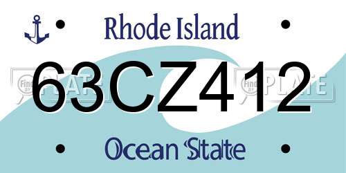 63CZ412 Rhode Island License Plate