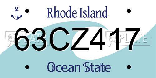 63CZ417 Rhode Island License Plate