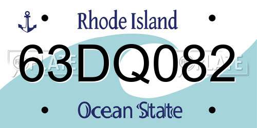 63DQ082 Rhode Island License Plate