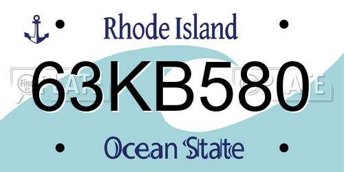 63KB580 Rhode Island License Plate