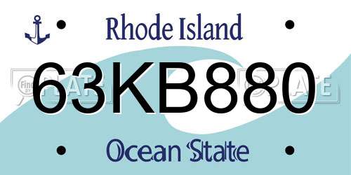 63KB880 Rhode Island License Plate
