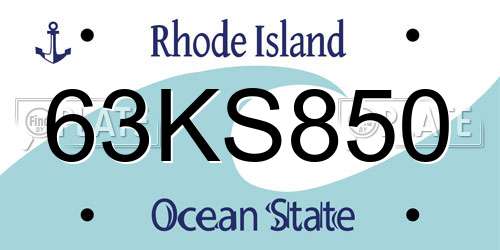 63KS850 Rhode Island License Plate