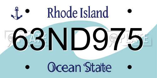 63ND975 Rhode Island License Plate