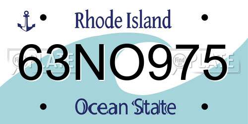 63NO975 Rhode Island License Plate