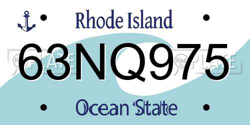 63NQ975 Rhode Island License Plate