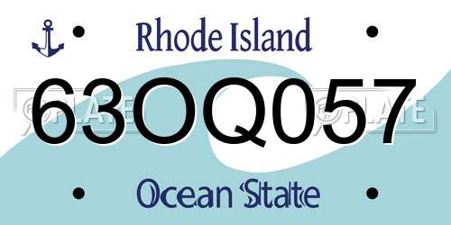 63OQ057 Rhode Island License Plate