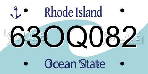 63OQ082 Rhode Island License Plate
