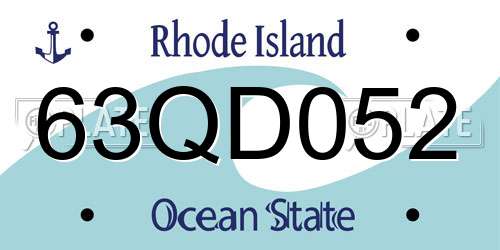 63QD052 Rhode Island License Plate