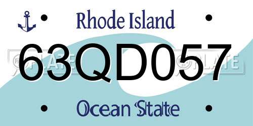 63QD057 Rhode Island License Plate
