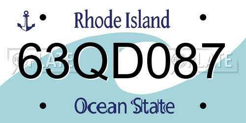 63QD087 Rhode Island License Plate